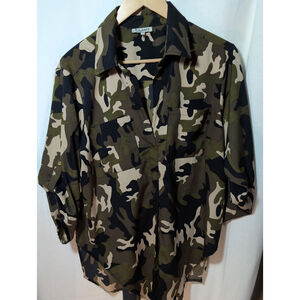 Mileage Women's Camo Collared V Neck Top 2x